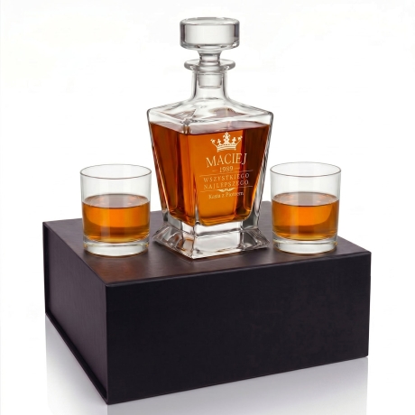 Przejdź do produktu Zestaw do whisky 2+1 IMPERIAL karafka + 2 szklanki z GRAWEREM na karafce