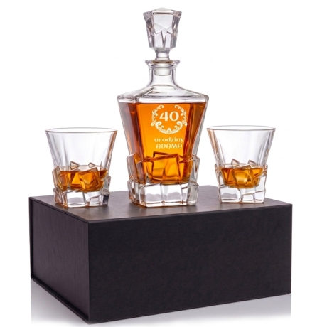 Przejdź do produktu Zestaw do whisky 2+1 ROYAL karafka + 2 szklanki z GRAWEREM na karafce