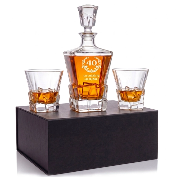 Zestaw do whisky 2+1 ROYAL karafka + 2 szklanki z GRAWEREM na karafce