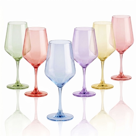 Przejdź do produktu Kolorowe kieliszki do wina wody GLASMARK Joyful 470ml | MIX | 6 szt.