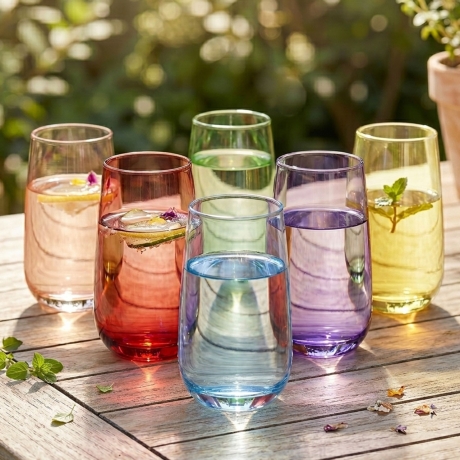 Przejdź do produktu Kolorowe szklanki wysokie do napojów long drink GLASMARK Joyful 430ml | MIX | 6 szt.