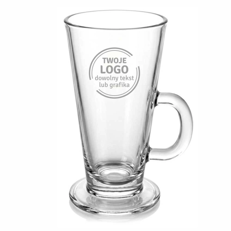PAKIET 6 sztuk: szklanki reklamowe / firmowe z TWOIM logo firmy / grawerowane - LATTE 250ml