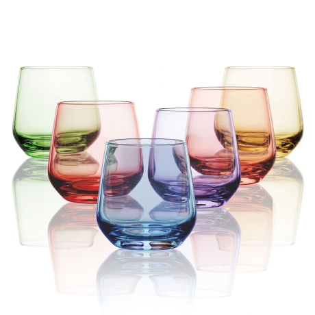 Przejdź do produktu Kolorowe niskie szklanki do soku wody whisky GLASMARK Joyful 310ml | MIX | 6 szt.