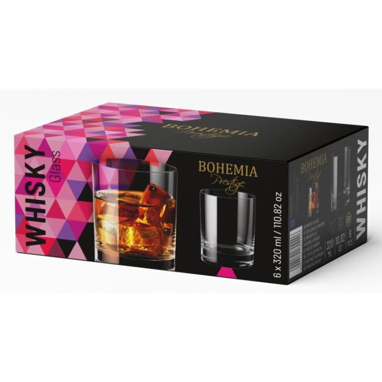 PAKIET 6 sztuk: szklanki reklamowe / firmowe z TWOIM logo firmy / grawerowane - Bohemia Prestige 320ml