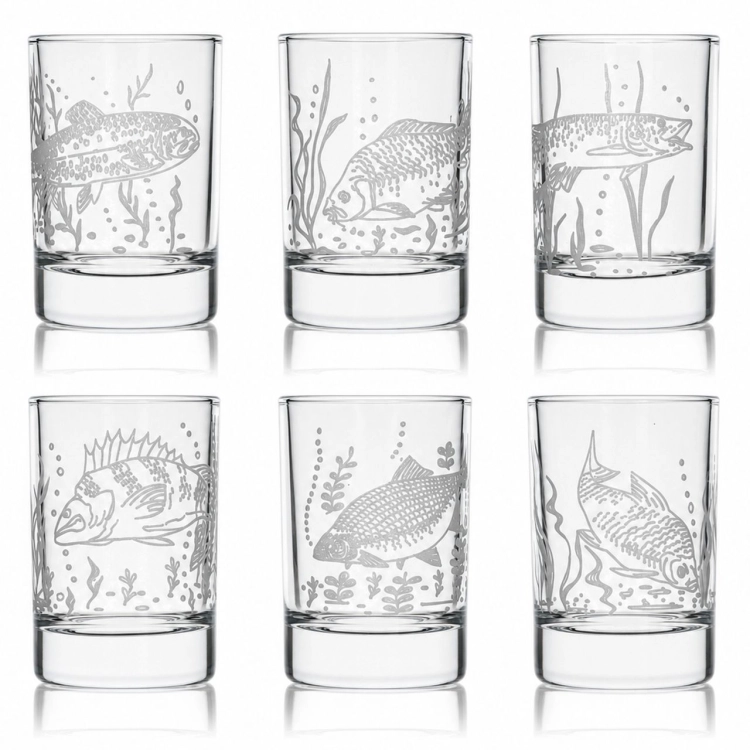 Kieliszki do wódki SHOT Wędkarskie (NR101) 50 ml | 6 szt. w pudełku Szklanka.pl