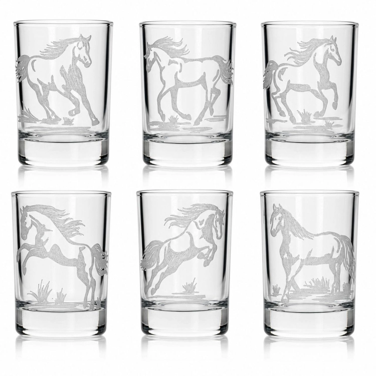 Kieliszki do wódki SHOT Konie (NR101) 50 ml | 6 szt. w pudełku Szklanka.pl