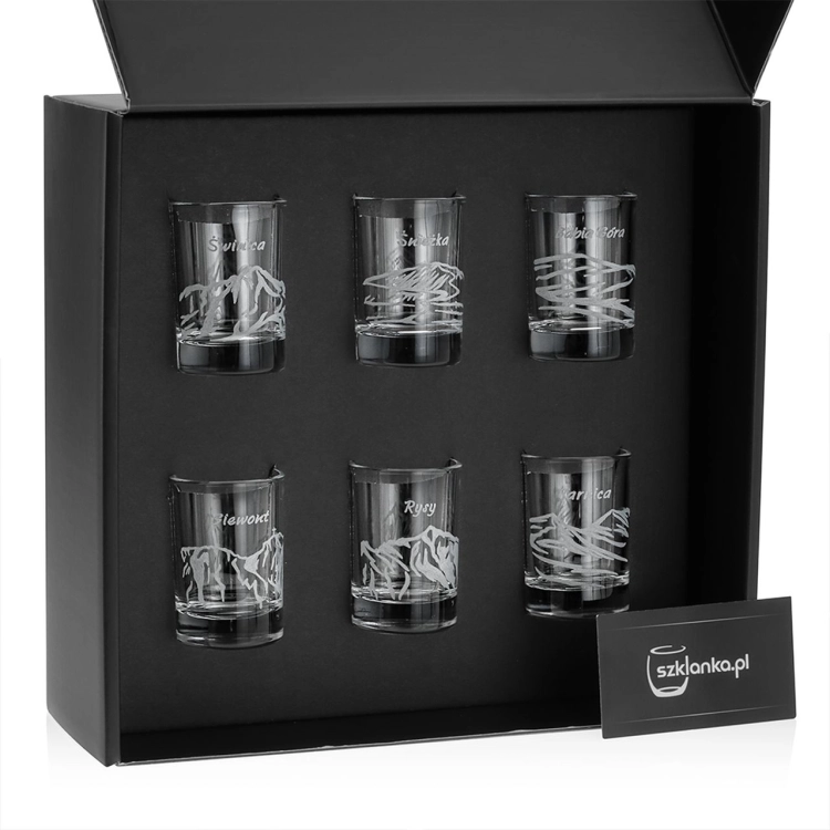 Kieliszki do wódki SHOT Polskie Góry (NR101) 50 ml | 6 szt. w pudełku Szklanka.pl