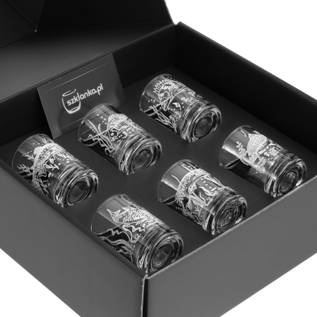 Przejdź do produktu Kieliszki do wódki SHOT Wędkarskie (NR101) 50 ml | 6 szt. w pudełku Szklanka.pl