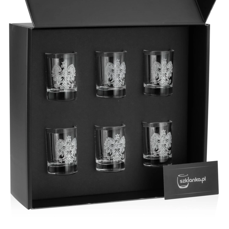 Kieliszki do wódki SHOT Polska ORZEŁ (NR101) 50 ml | 6 szt. w pudełku Szklanka.pl