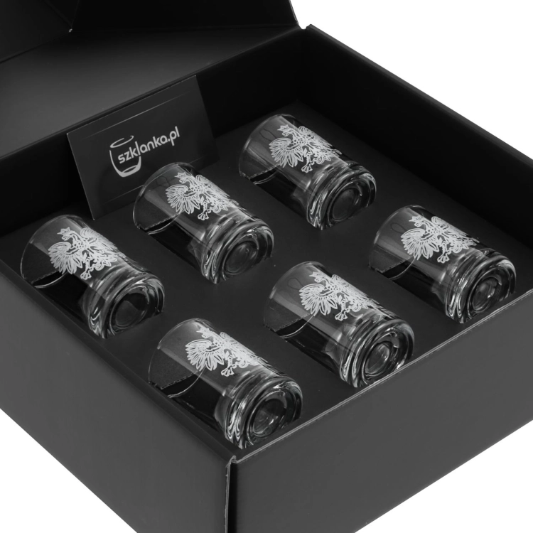 Kieliszki do wódki SHOT Polska ORZEŁ (NR101) 50 ml | 6 szt. w pudełku Szklanka.pl