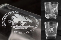Przykłady realizacji - PAKIET 6 sztuk: szklanki reklamowe / firmowe z TWOIM logo firmy / grawerowane - Trend Glass kwadratowe 300ml