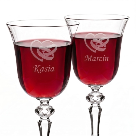 Przejdź do produktu  Kieliszki ślubne z grawerem imion | personalizowane kielichy dla Pary Młodej do wina | 2 szt. | Falco