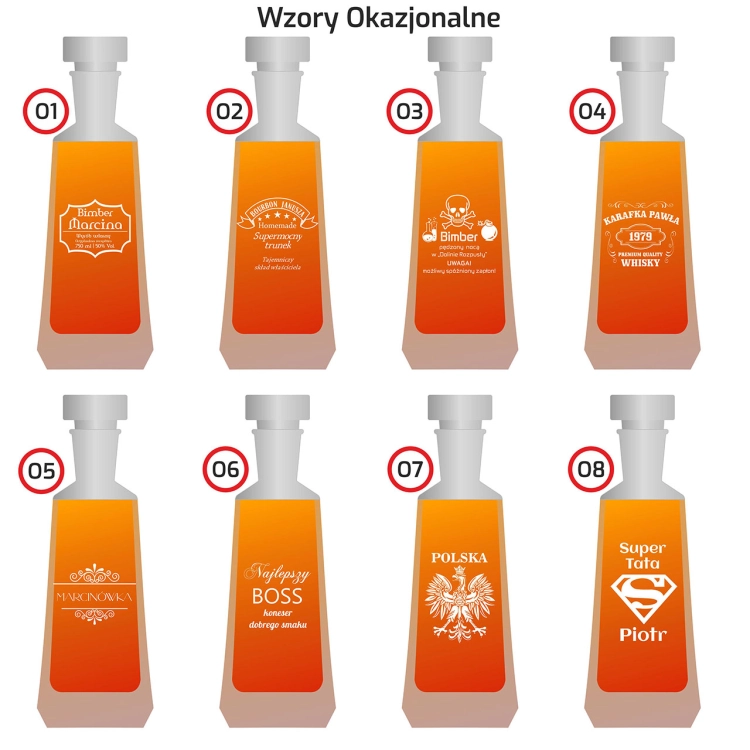 Karafka do whisky skośna 750ml z grawerem na urodziny prezent