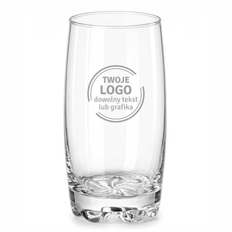 Przejdź do produktu Szklanki long drink do wody soku z grawerem logo firmy | Glasmark 350ml (8011) | 6 szt.
