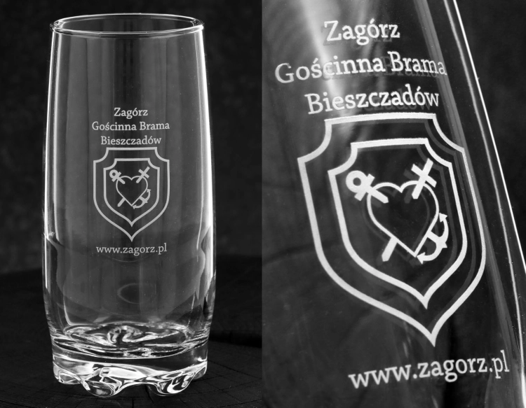 Szklanki long drink do wody soku z grawerem logo firmy | Glasmark 350ml (8011) | 6 szt.