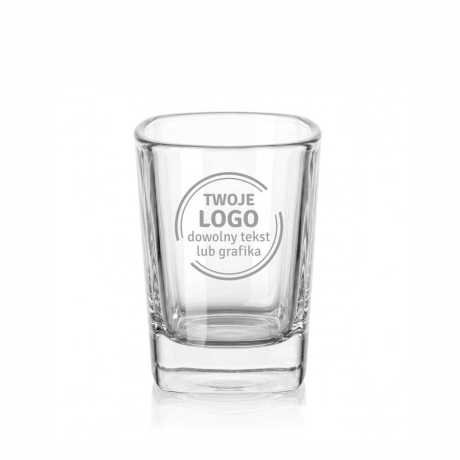 Przejdź do produktu Kieliszki do wódki kwadratowe z grawerem logo firmy | Glasmark SHOT 50ml  | 6 szt. 