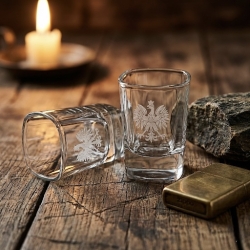 Kieliszki do wódki kwadratowe z grawerem logo firmy | Glasmark SHOT 50ml | 6 szt.