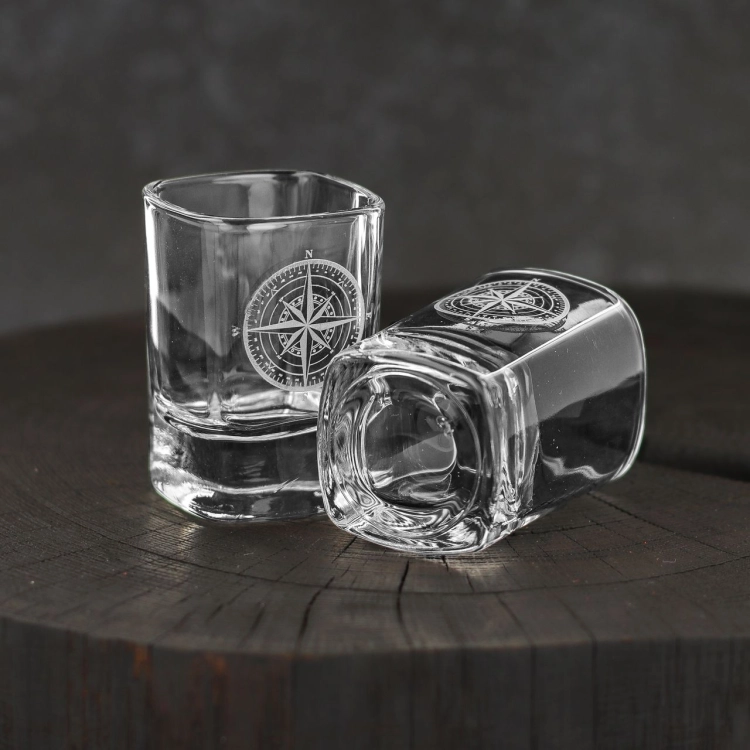 Kieliszki do wódki kwadratowe z grawerem logo firmy | Glasmark SHOT 50ml | 6 szt.