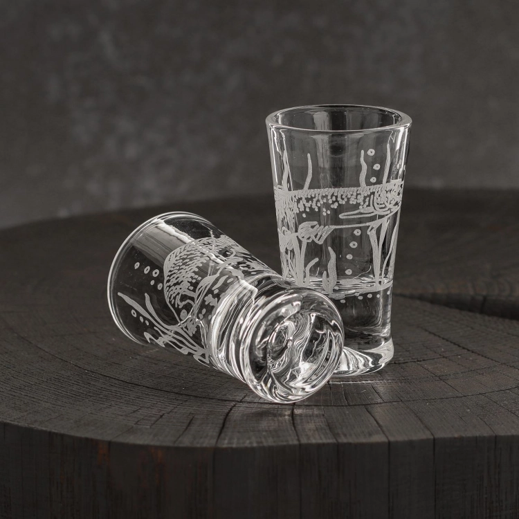 Wędkarski komplet do wódki likieru 6+1 karafka + kieliszki G0090 w pudełku Szklanka.pl