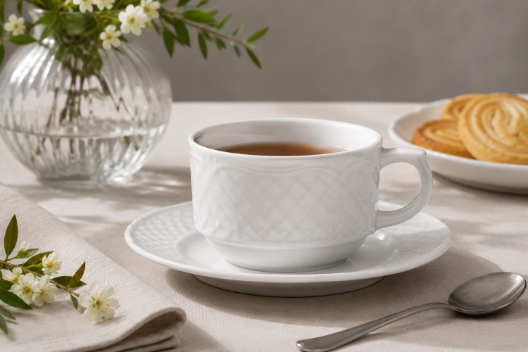 Filiżanka ze spodkiem LUBIANA Afrodyta 190ml / 160mm Biała