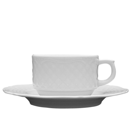 Przejdź do produktu Filiżanka ze spodkiem LUBIANA Afrodyta 190ml / 160mm Biała