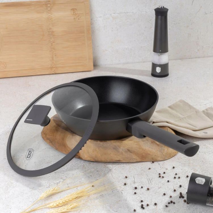 Patelnia głęboka z pokrywką 24cm Berlinger Haus Antracit Collection BH-8122
