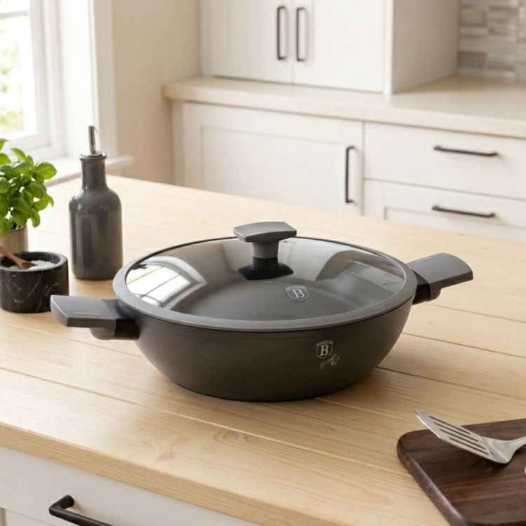 Garnek płaski z pokrywką 3,8L Berlinger Haus Antracite BH-8128