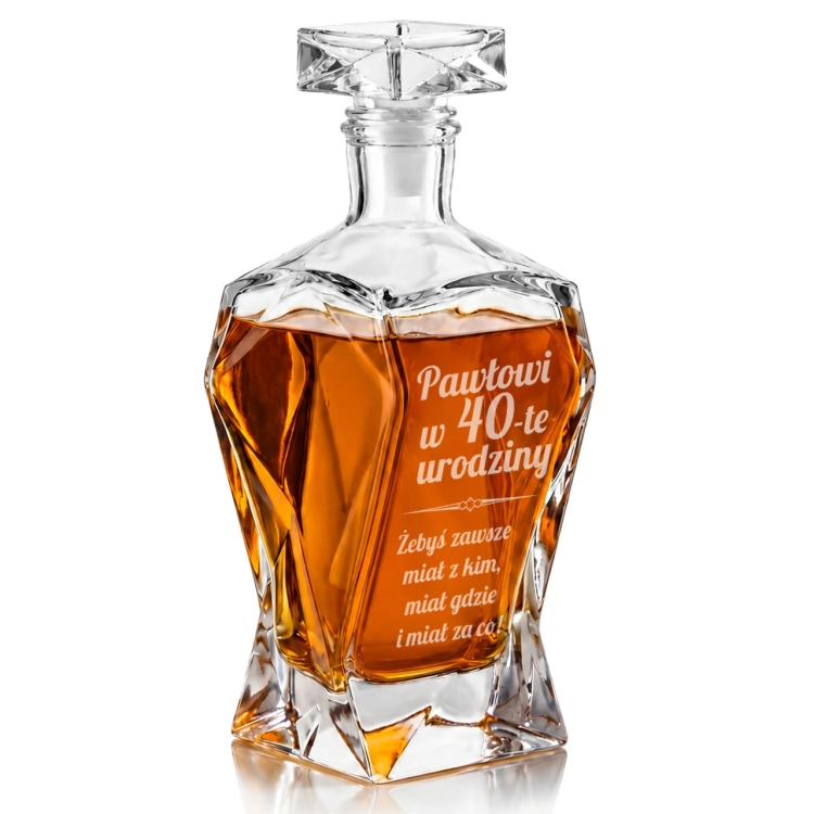Karafka do whisky 750ml z grawerem na urodziny prezent (Łamana)