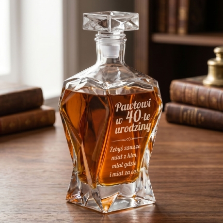 Przejdź do produktu Karafka do whisky 750ml z grawerem na urodziny prezent (Łamana)