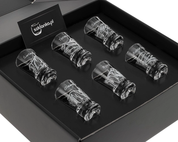 Kieliszki do wódki "Polskie Góry" (G0090) 25 ml 6 szt. w pudełku Szklanka.pl