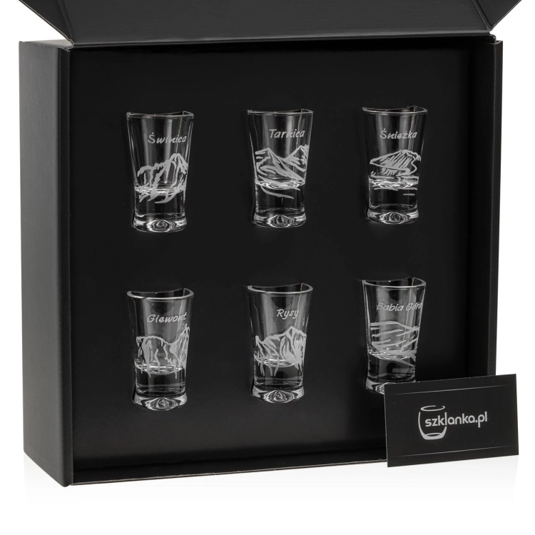 Kieliszki do wódki "Polskie Góry" (G0090) 25 ml 6 szt. w pudełku Szklanka.pl