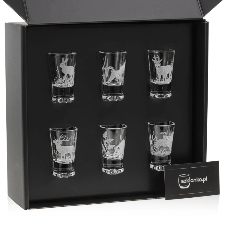 Kieliszki do wódki "Myśliwskie" (G0090) 25 ml 6 szt. w pudełku Szklanka.pl