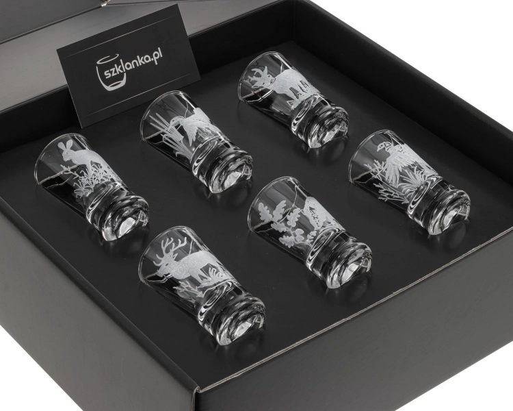 Kieliszki do wódki "Myśliwskie" (G0090) 25 ml 6 szt. w pudełku Szklanka.pl