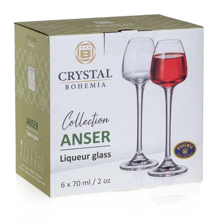 Kieliszki do wódki likieru BOHEMIA Anser 70 ml | 6 szt.