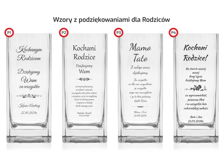 Wazon dekoracyjny na kwiaty 25cm z grawerem, na ślub, podziękowania, rocznicę (05-063/250)