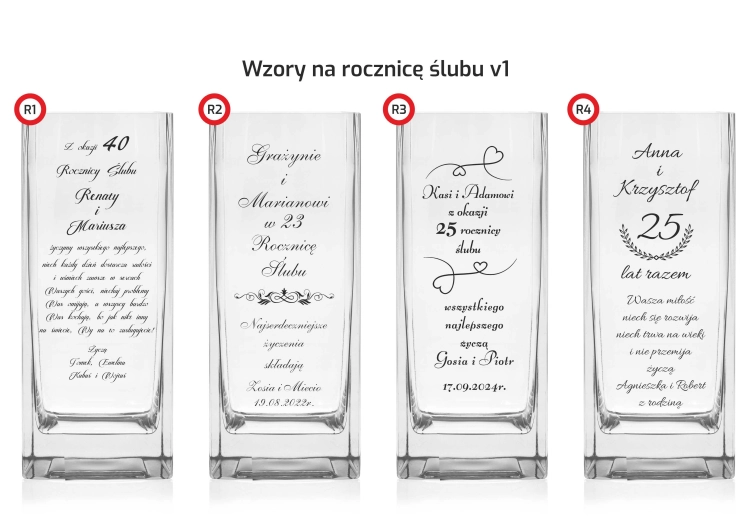 Wazon dekoracyjny na kwiaty 25cm z grawerem, na ślub, podziękowania, rocznicę (05-063/250)