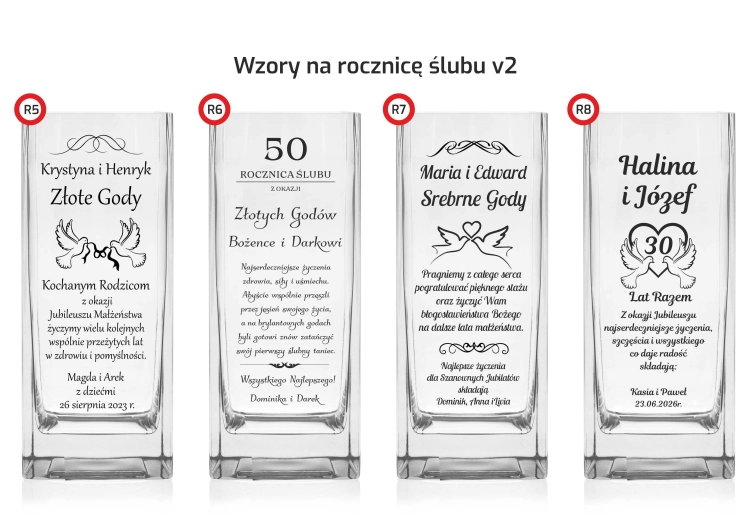 Wazon dekoracyjny na kwiaty 25cm z grawerem, na ślub, podziękowania, rocznicę (05-063/250)