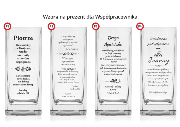 Wazon dekoracyjny na kwiaty 25cm z grawerem, na ślub, podziękowania, rocznicę (05-063/250)