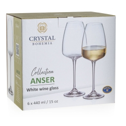 Kieliszki do wina białego BOHEMIA Anser 440 ml | 6 szt.