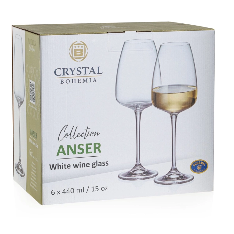 Kieliszki do wina białego BOHEMIA Anser 440 ml | 6 szt.