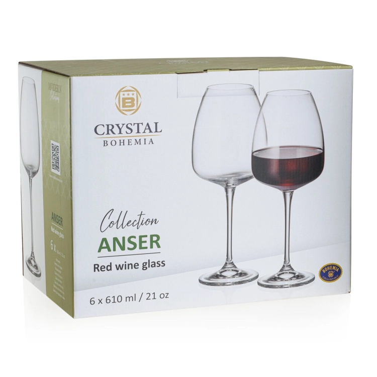 Kieliszki do wina czerwonego BOHEMIA Anser 610 ml | 6 szt.