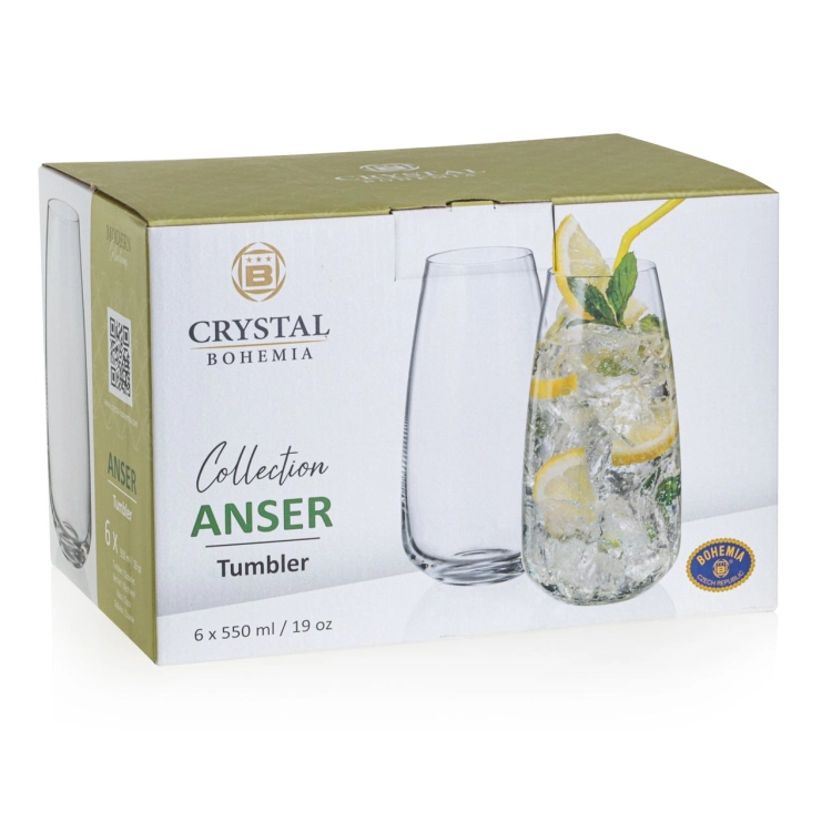 Szklanki wysokie do drinków long drink Bohemia Anser 550 ml | 6 szt.