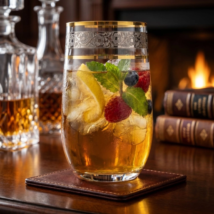 Ekskluzywne szklanki wysokie long drink ZŁOTO PLATYNA 380ml | 6 szt.