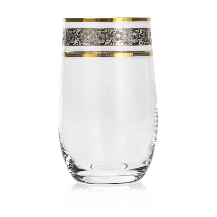 Ekskluzywne szklanki wysokie long drink ZŁOTO PLATYNA 380ml | 6 szt.