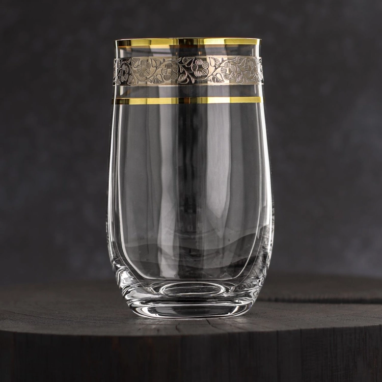 Ekskluzywne szklanki wysokie long drink ZŁOTO PLATYNA 380ml | 6 szt.