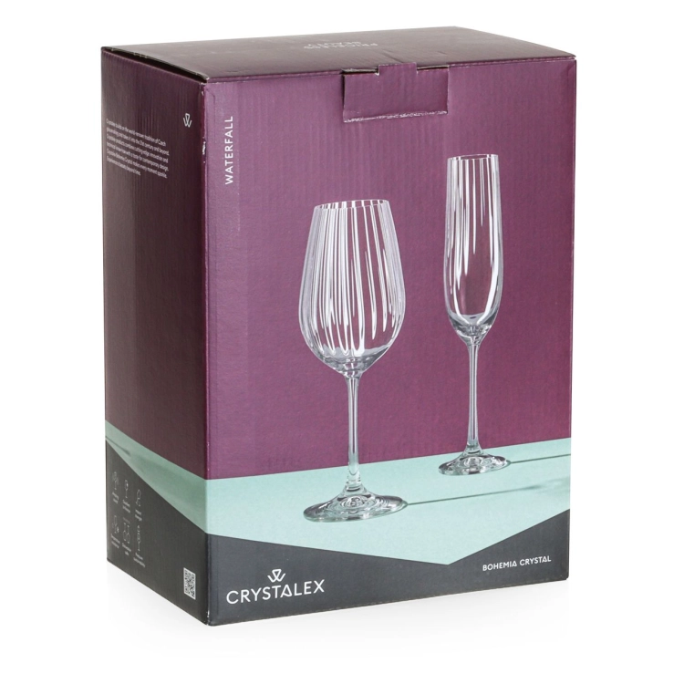 Kieliszki do szampana ryflowane / karbowane z OPTYKIEM BOHEMIA Waterfall OPTIC 190 ml | 6 szt.