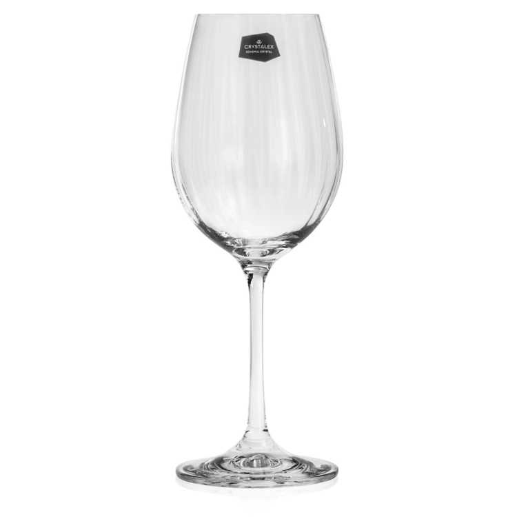 Kieliszki do wina białego ryflowane / karbowane z OPTYKIEM BOHEMIA Waterfall OPTIC 350 ml | 6 szt.