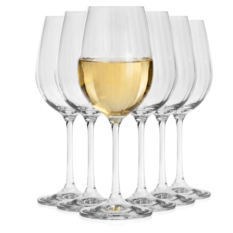 Kieliszki do wina białego ryflowane / karbowane z OPTYKIEM BOHEMIA Waterfall OPTIC 350 ml | 6 szt.