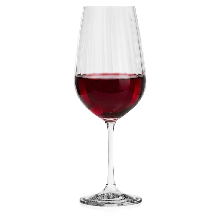 Kieliszki do wina czerwonego, wody ryflowane / karbowane z OPTYKIEM BOHEMIA Waterfall OPTIC 550 ml | 6 szt.