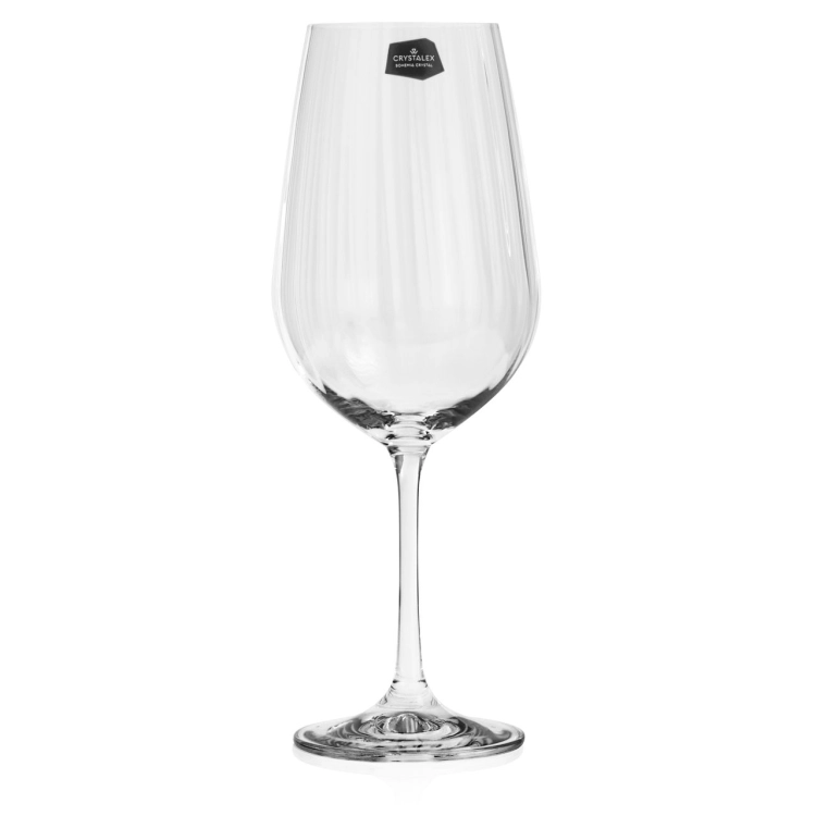 Kieliszki do wina czerwonego, wody ryflowane / karbowane z OPTYKIEM BOHEMIA Waterfall OPTIC 550 ml | 6 szt.